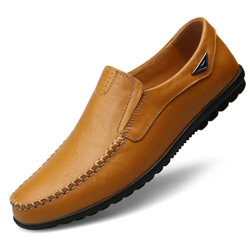 saferido Genuine Leather Men Casual Shoes Luxury Brand Mens Loafers Moccasins Breathable Slip on Black Driving Shoes Plus Size 37-47