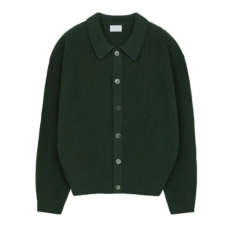 saferido Korean Style Fashion Solid Color Lapel Men's Knitted Cardigan Single Breasted High-end Long Sleeve Cardigan Men Sweater Coat