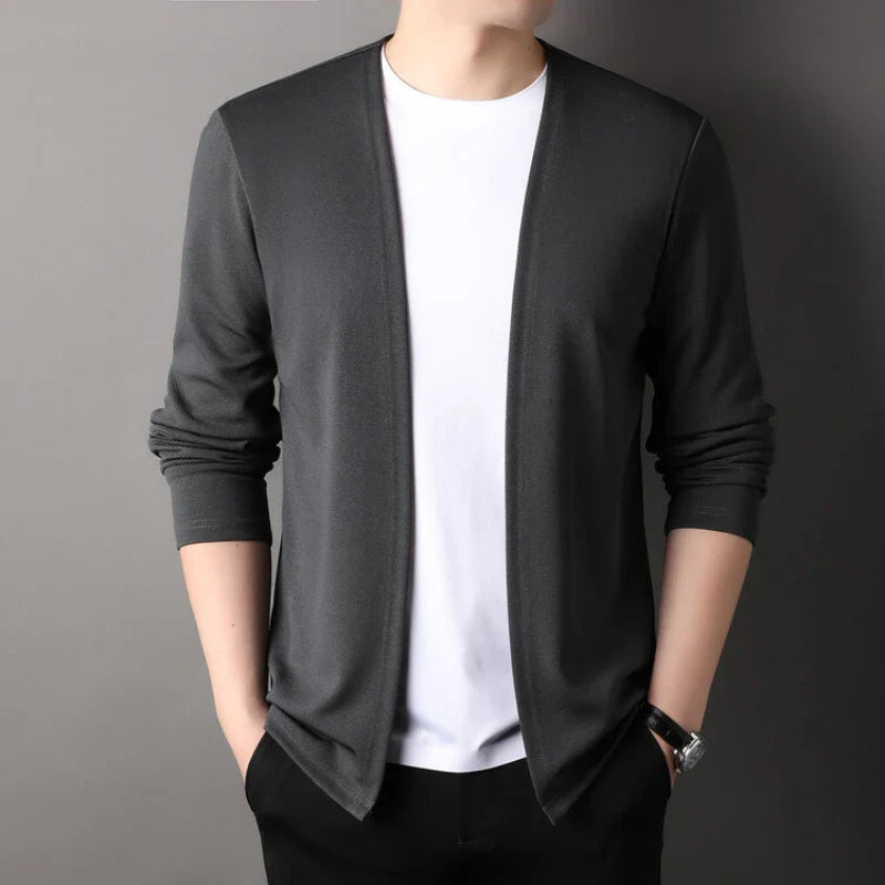 Autumn and Winter Men's Clothing Men's Knitted Cardigan V-neck Solid Casual Cardigan