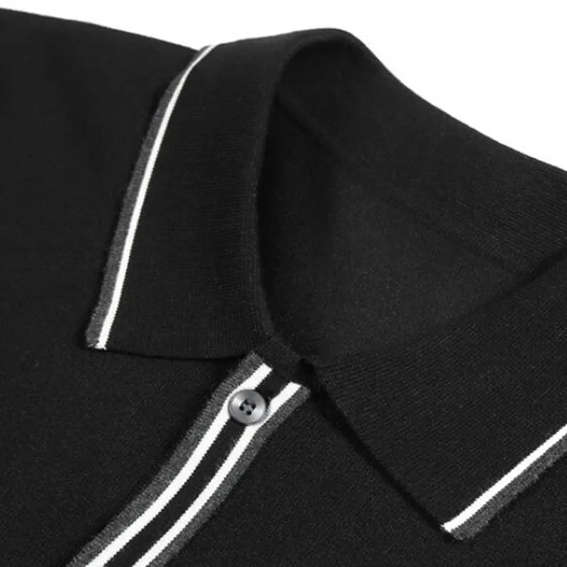 saferido British Style Brand Clothing Men High Quality Striped Patchwork Knit POLO Shirts/Male Slim Fit Fashion Knit POLO Shirt 3XL