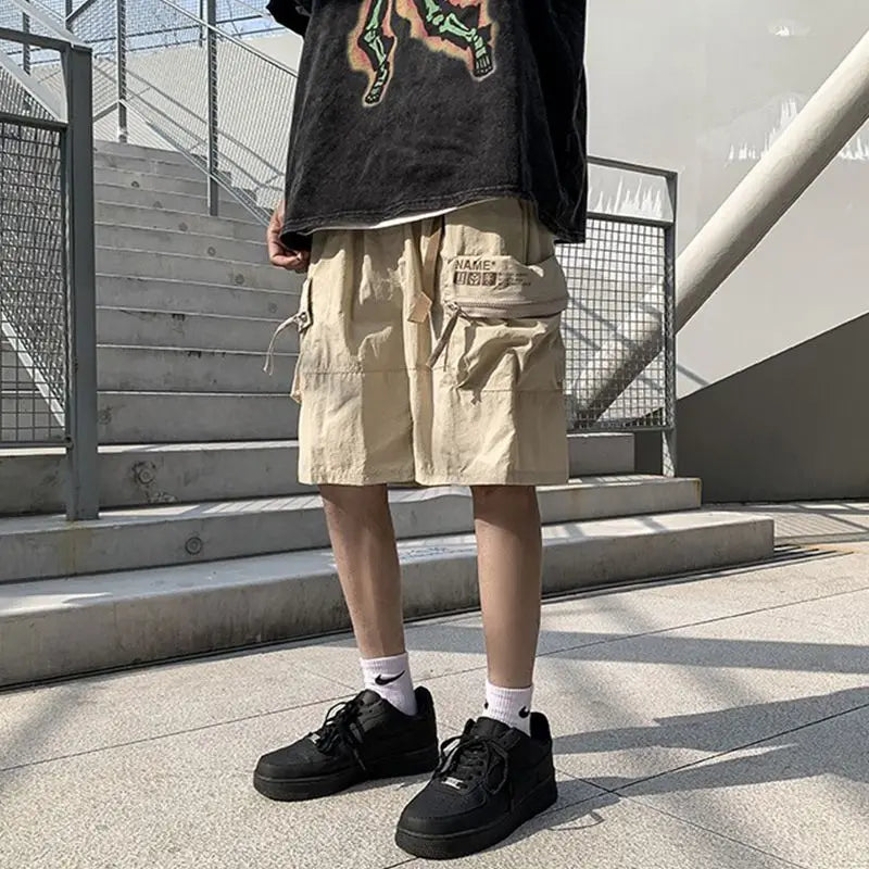 saferido high quality overalls shorts men summer multi-pocket hipster American casual Japanese y2k pants super handsome sweatpants