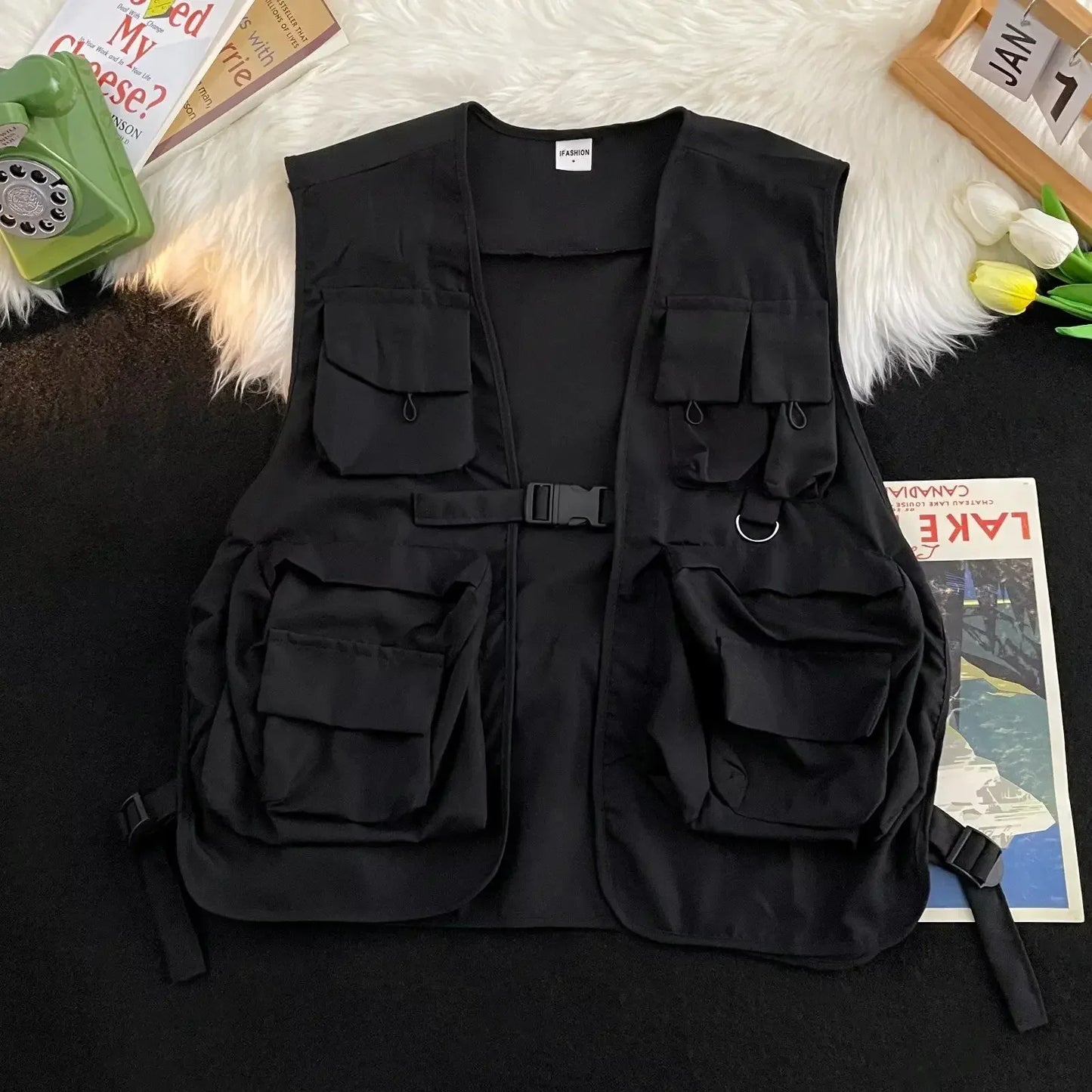 Summer Cargo Vest Men's Breathable Outdoor Leisure Waistcoat High-Quality Loose Fashion Multi-pocket Solid Thin Hot Vests