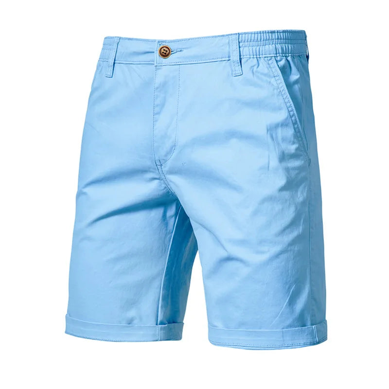 Men Shorts Summer Cotton Middle Waist Male Casual Business Men Shorts Printed Beach Stretch Chino Classic Fit Short Homme