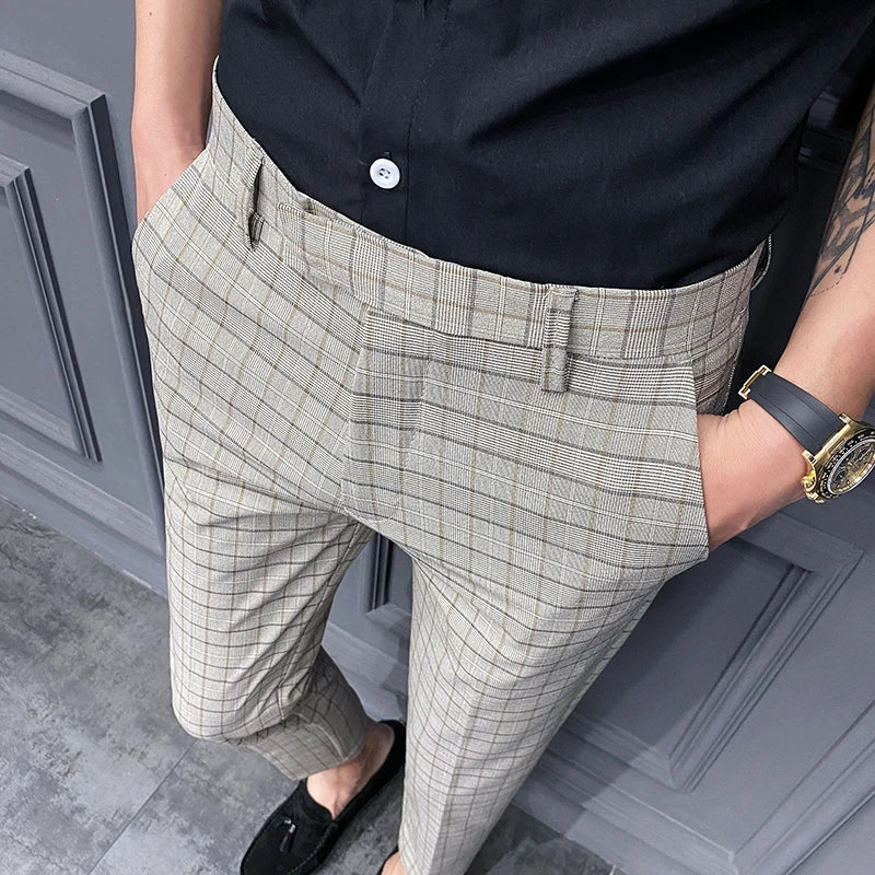 saferido New British Style Dress Suit Pant Man New Plaid Suit Pant Men Designer Gentlemen Business Casual Work Pant Trousers 28-34