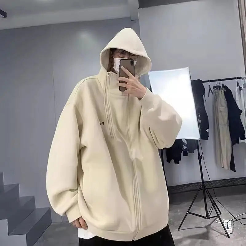 saferido Solid Hoodies Men Spring Autumn Jackets Women‘s Sweatshirt Unisex Casual Cardigan Double Zipper Hoodies