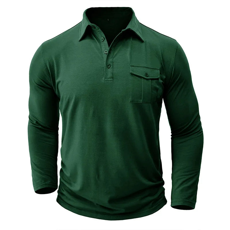 saferido New Spring Autumn Polo Shirt Men Solid Color Turn Down Collar Casual Tops Tees Mens Long Sleeve Polos Tops 60% Cotton Tshirt Man