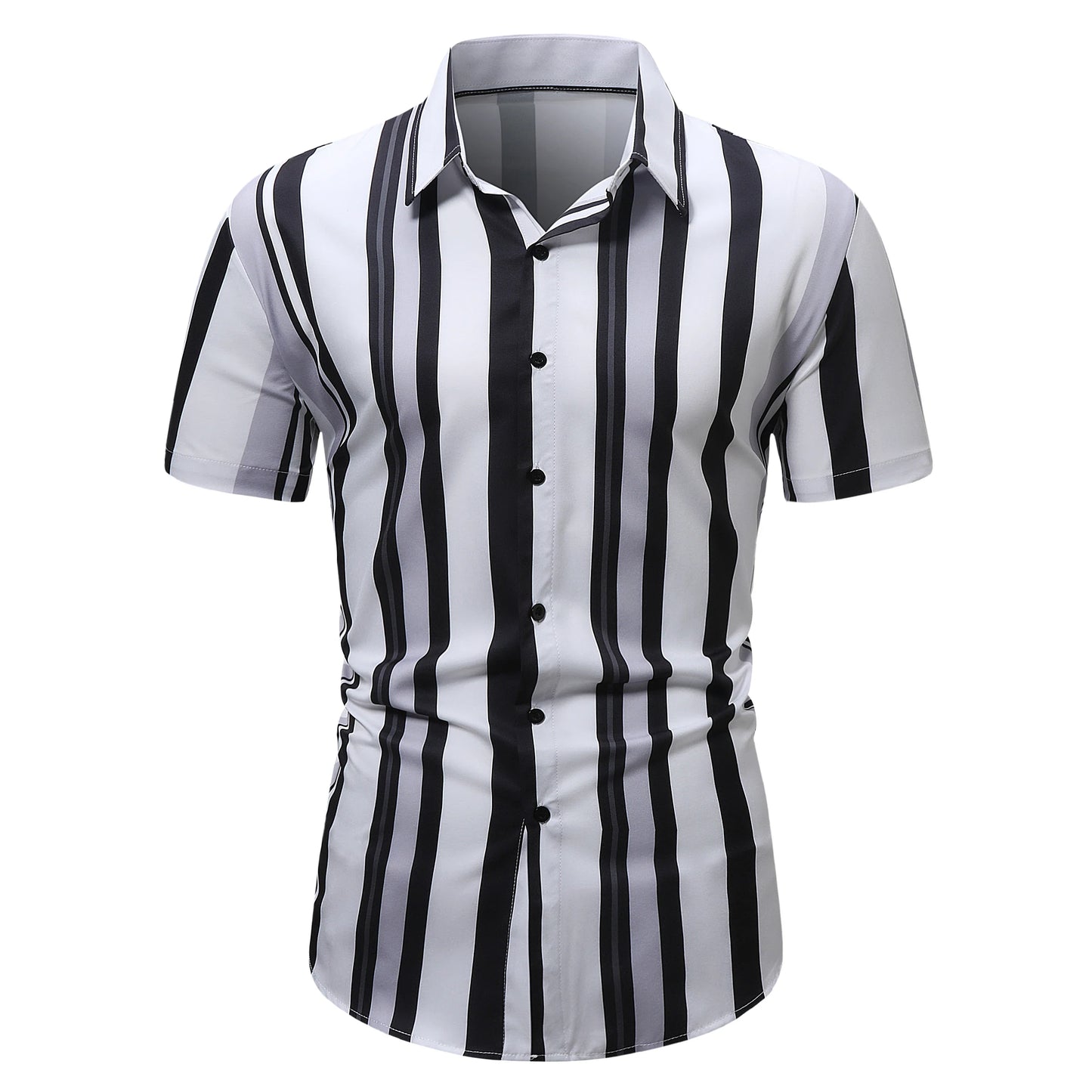 Brand Striped Shirt For Men Slim Cotton Breathable Fashion Short Sleeve High Quality Design Casual Shirt Male