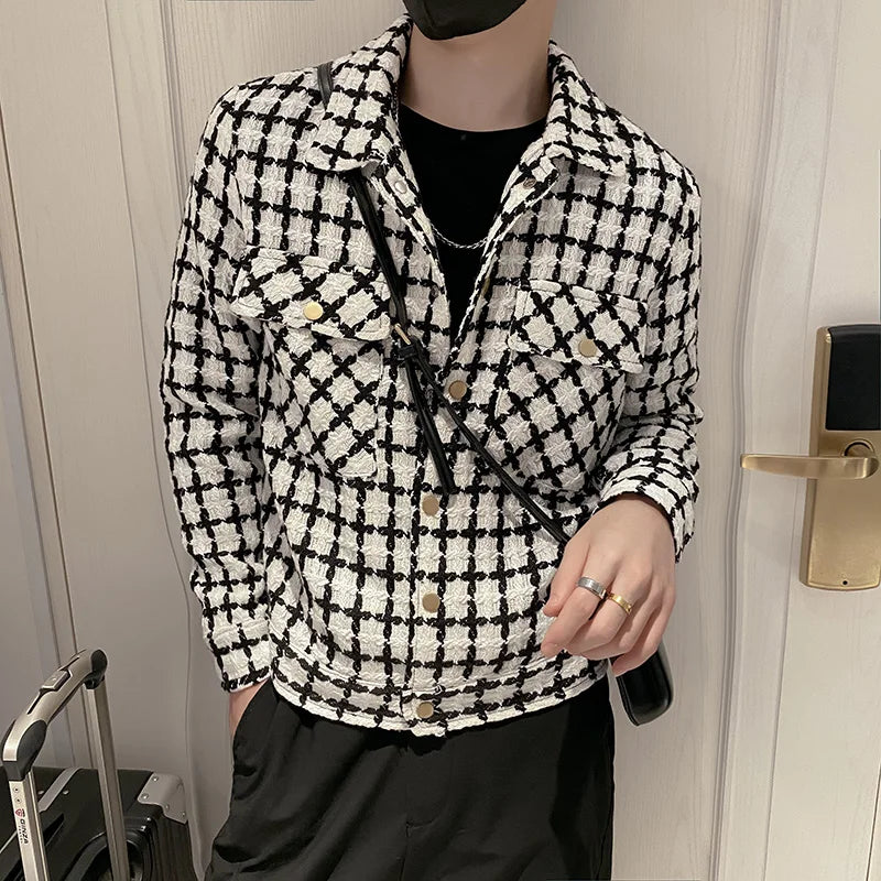 saferido New Style Men Spring High Quality Plaid Casual Jackets/Male Slim Fit Fashion Autumn Lapel Plaid Coat S-3XL