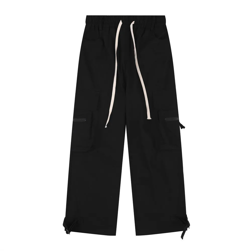 saferido Y2K Red Cargo Pants for Men Harajuku Black Trousers Male Streetwear Hip Hop Pocket Loose Casual American Safari Style