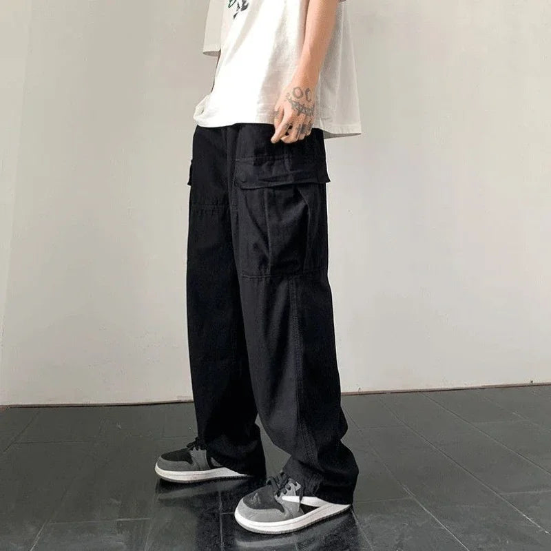 saferido Men's Cargo Pants White Stacked Wide Male Trousers Straight Aesthetic Loose Harajuku Luxury Big Size Fashion Korean Style Y2k