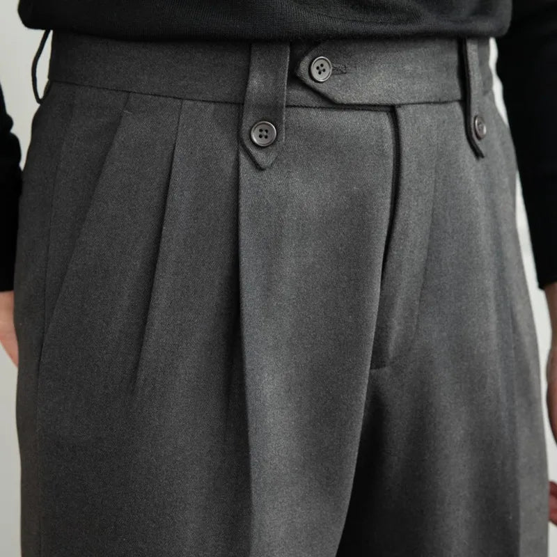 saferido British Winter High Waist Casual Men Straight Pants High Quality Versatile Slim Long Pants Men Fashion Clothes Office Trousers