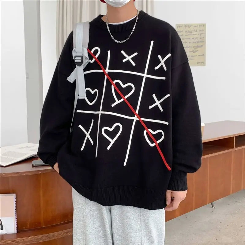 saferido Lattice Korean Fashion Sweater Men Interior Harajuku Men's Clothes Winter Oversize Wool and Mixes Knit Korean Women's Print Luxury