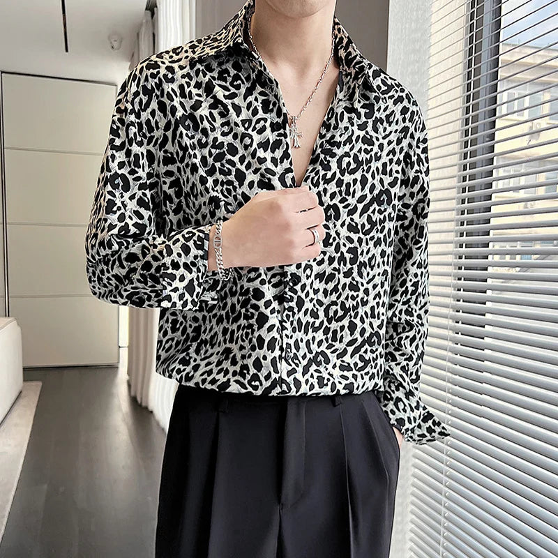 New Summer Men's Printed Shirts Oversized Clothing Casual Long Sleeve Striped Plaid Vintage Thin Draped Stretch Hawailan Blouses
