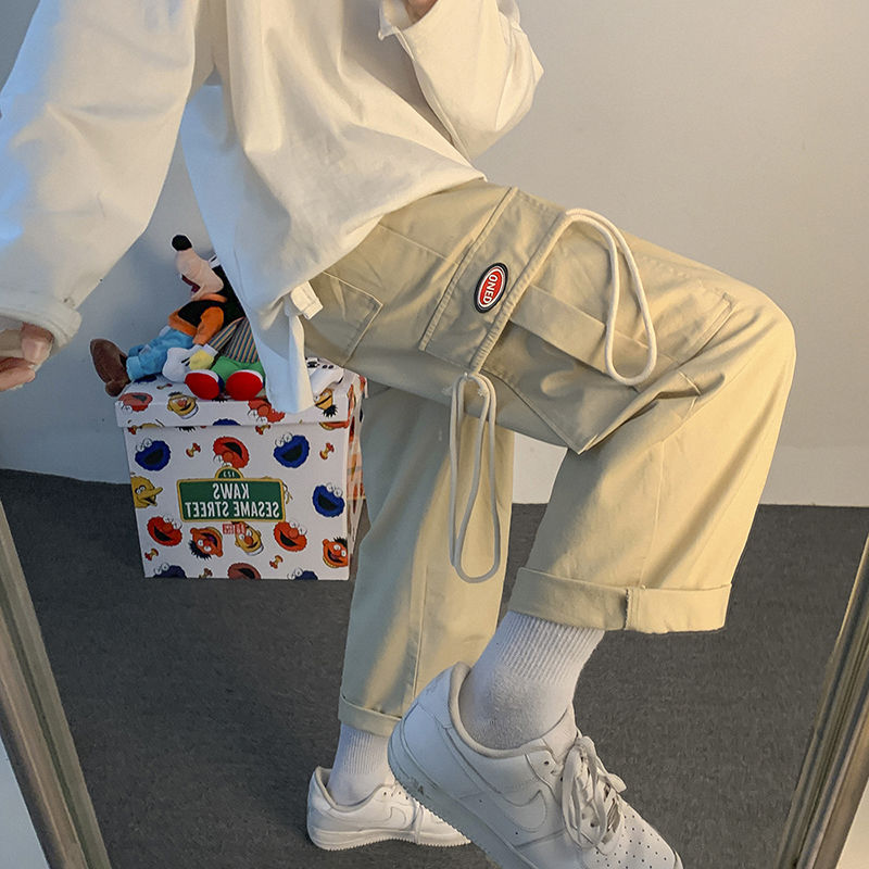 Korean Style Men's Cargo Pants Streetwear Fashion Harem Pants Loose Casual Wide leg Trousers Cotton brand new