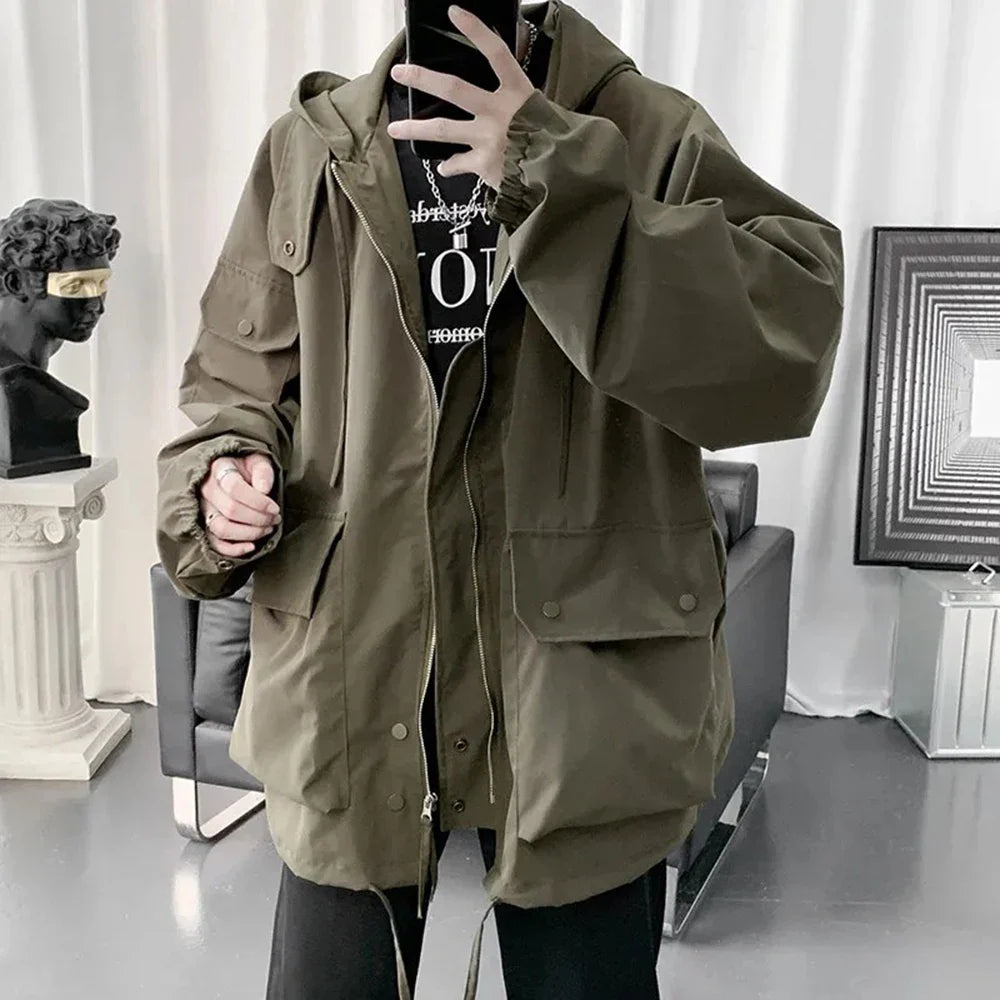 saferido Mens Y2k Jacket High Street Energy Wind Work Clothes Assault Jacket Autumn Fashion Trend Oversized Casual Loose Men'S Wear