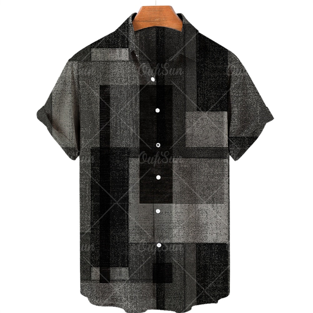 Male Shirt Oversized Plaid Floral Short Sleeve Tops Summer Casual Holiday Buttons Social Luxury Clothing Men Hawaii Shirts 5XL