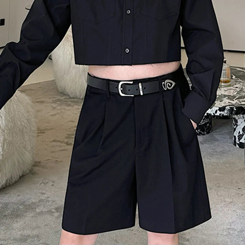 saferido Summer New Solid Color Personality Elegant Five-point Pants Niche Design Original Stylish Korean Men Street Shorts