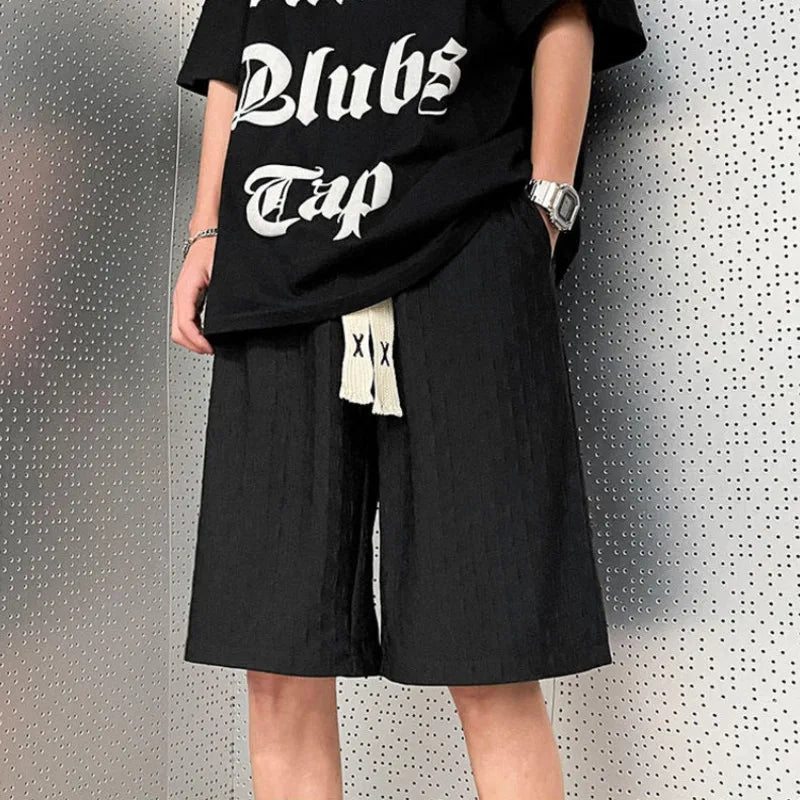 saferido Summer Ice Silk Shorts Men Fashion Oversized Thin Shorts Men Streetwear Loose Beach Shorts Mens Knee Length Pants M-5XL