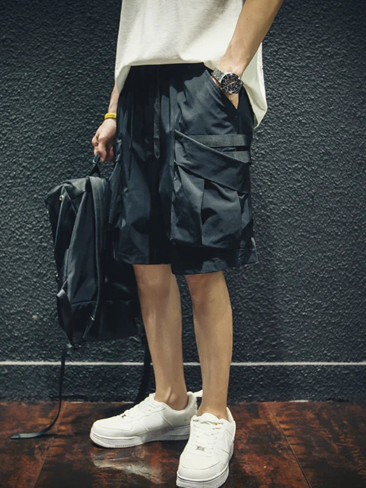 Mens Cargo Shorts Wide Loose Elastic Waist Short Pants for Men Baggy with Draw String Fashion Popular Streetwear Beautiful