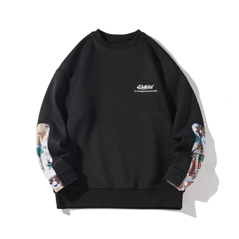 saferido Sweatshirt for Men Long Sleeve Pullover Autumn Vintage Embroidery Sweatshirt Korean Trend Tops Boyfriend Clothing Padded Thicker