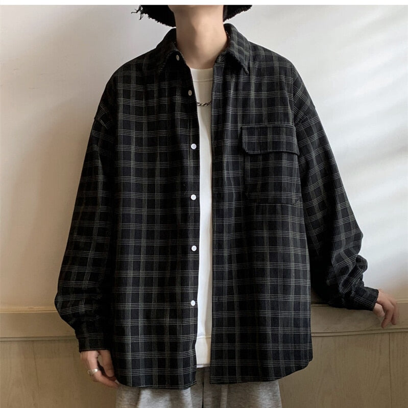 Art Style Men's Corduroy Long Sleeve Shirts Autumn Korean Shirt Woman Fashion Casual Oversize Shirt Coat Quality Clothing
