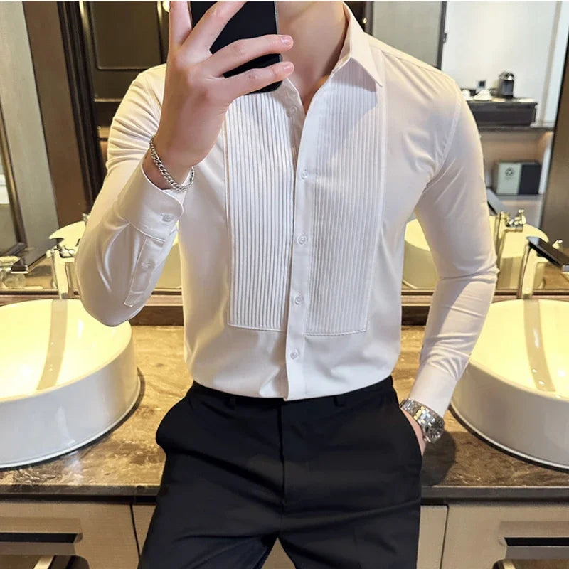 saferido Clothing Men's Spring High Quality Long Sleeve Shirts/Male Slim Fit Business Dress Shirts Chemise Homme De Luxe 3XL-M