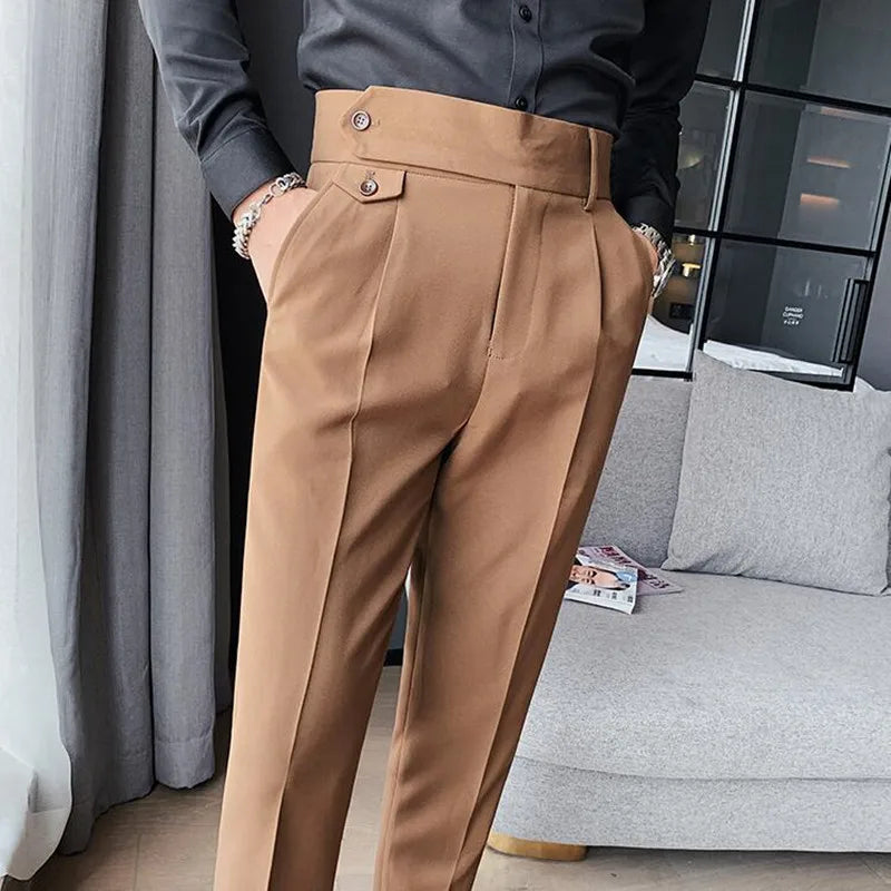 saferido Spring New Men's Suit Pants Fashion Business Casual Slim Dress Pants Men's Street Wear Social Formal Pantalon Clothing 36