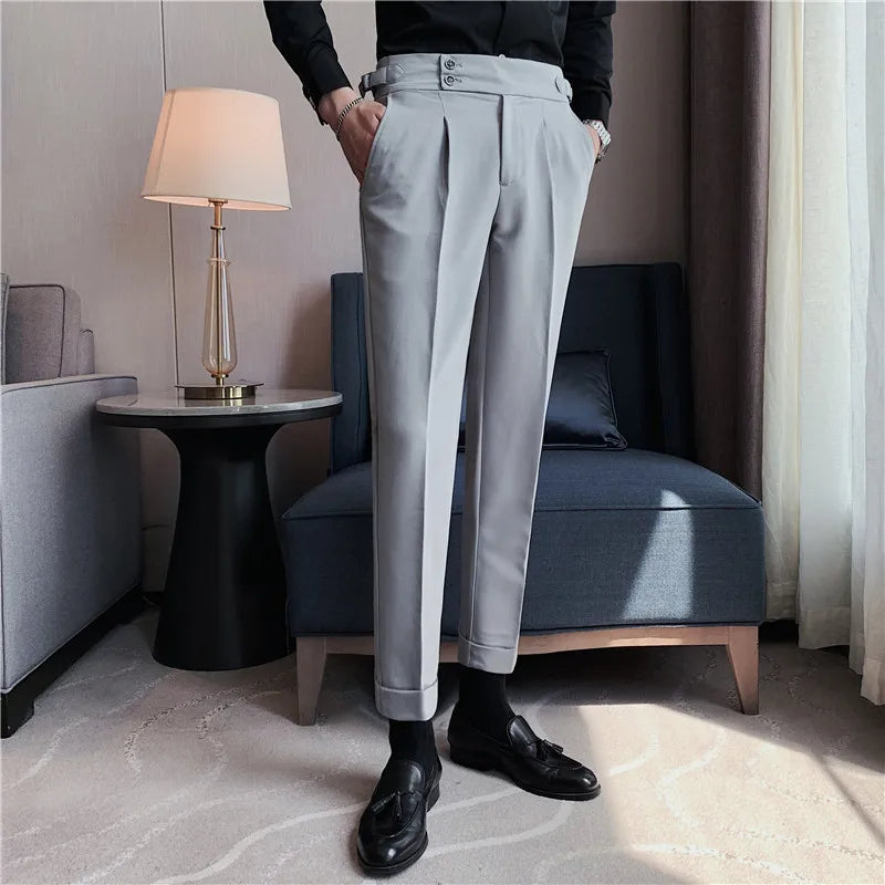 saferido British Style Autumn New Solid Business Casual Suit Pants Men Formal Pants High Quality Slim Fit Office Trousers Pantalon 29-36
