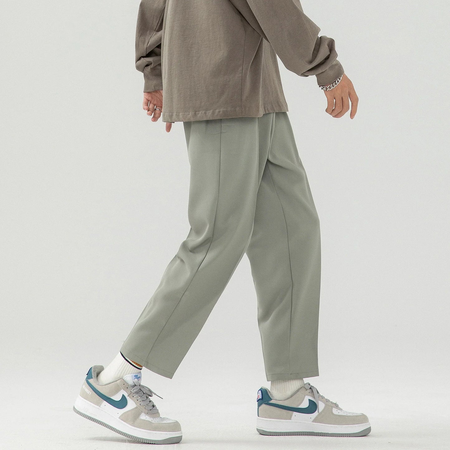 Solid Color Suit Pants Men Fashion Society Mens Dress Pants Korean Loose Straight Wide Leg Pants Mens Office Formal Trousers