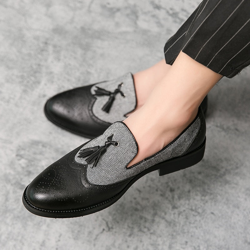 saferido Luxurious Mens Slip-On Casual Shoes Fashion Tassel Men's Shoes Men Loafers Male Dress Brock Carving Shoes Office Designer Shoes