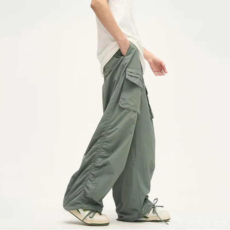 saferido Parachute Cargo Pants Men Oversize Cargo Trousers Male Y2K Sweatpants Men High Waist Japanese Streetwear Hip Hop