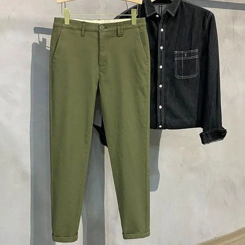 saferido Men Cargo pants Fashion Casual Suit Pants Spring Autumn Solid All-match Slim Korean Male Clothing New Full Straight Trousers 38
