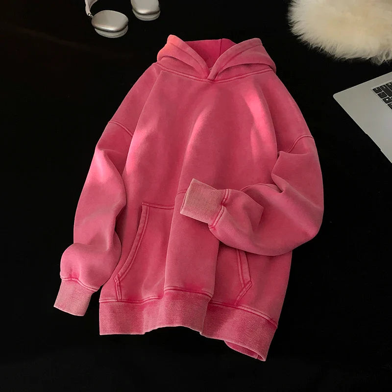 saferido Men Sweatshirts Washed Hoody Vintage Streetwear Baggy Fashion Harajuku Female Casual Hoodies
