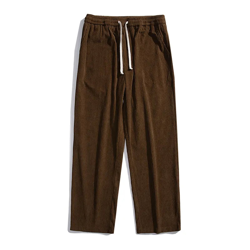 saferido Men's Casual Pants Loose Straight Corduroy Pants Elastic Waist Sweatpants Fashion Streetwear Spring Men Sports Jogger Trousers