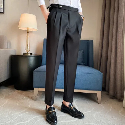 saferido Men's British Style Two-Piece Casual Suit - Slim Fit, High-End, Suit or Blazer/Trousers Sold Separately -Male Suit for Wedding