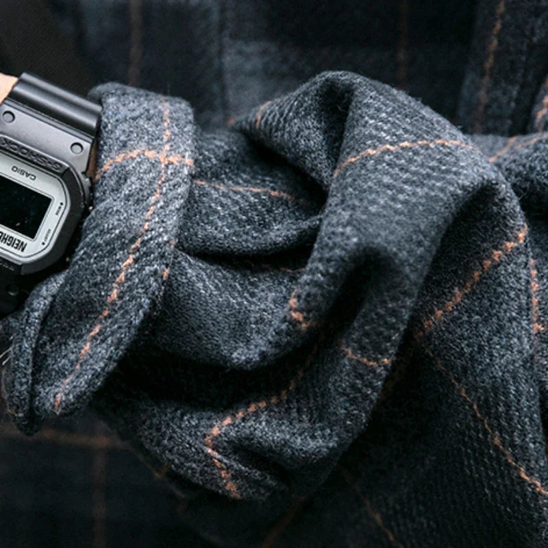 Shirts for Men Chic Long Sleeve Casual Spring Autumn Daily Streetwear All-match Japanese Style Plaid Retro Fashion Outerwear