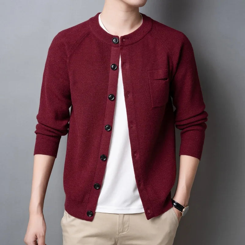 High Quality Fall Sweater Cardigan Men Knitting Pocket Sweaters Winter Warm Coat Male Single Breasted Top Camel Cardigan Sweater