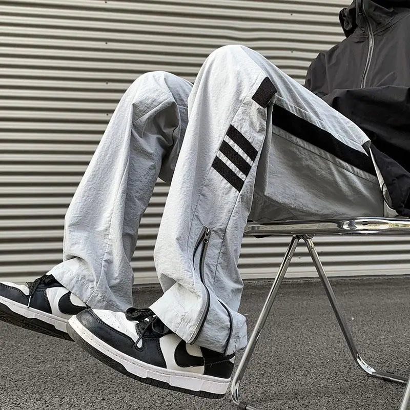 saferido American Men High Street Functional Style Cargo Pants Zipper Foot and Mouth Outdoor Mountain Climbing Casual Straight Trousers