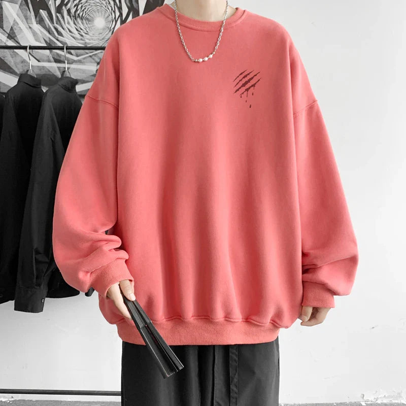 saferido Hipster Men Sweatshirt Oversize Streetwear Autumn Round Neck Sweat Shirt Harajuku Unisex Casual Sports Pullover Sweatshirts