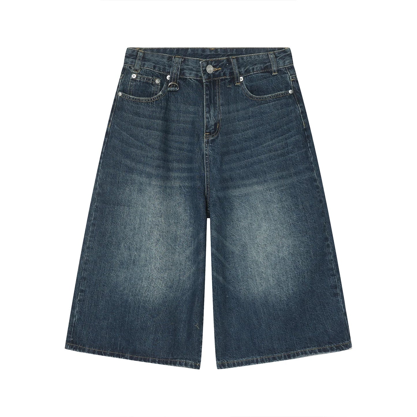 Denim Jeans Men Summer Contrast Color Loose Calf-length American Style High Street Stylish All-match Males Trousers College New