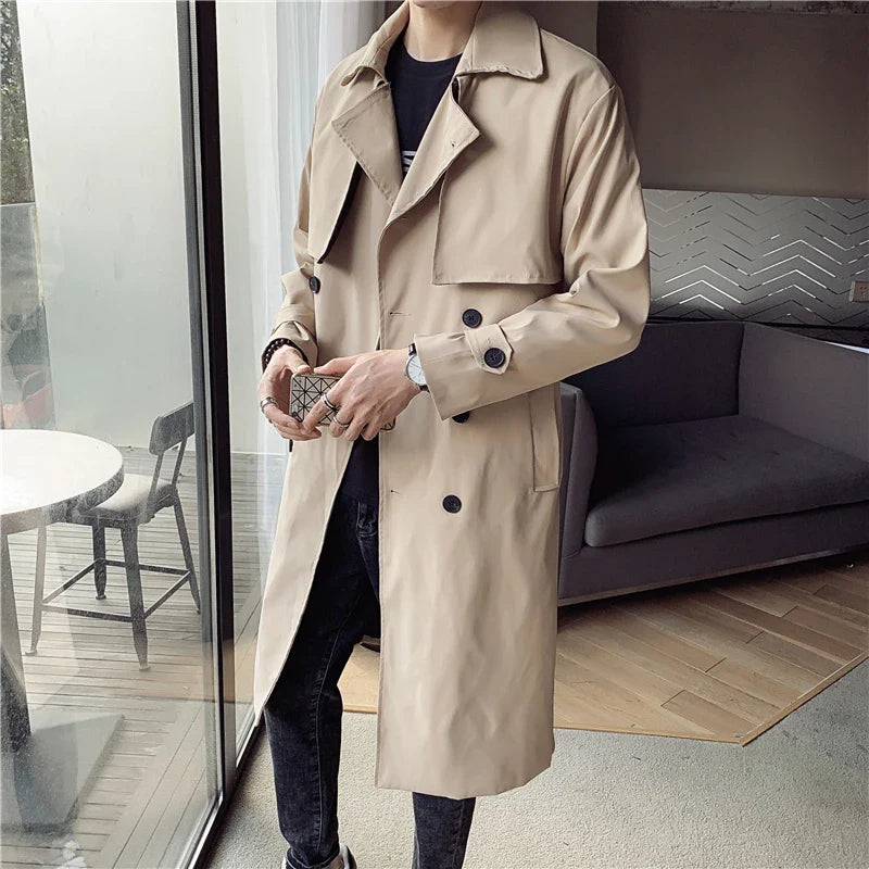 saferido Clothing Men's Spring High Quality Business Trench Coats/Male Slim Fit Long Casual Windbreaker Jackets S-5XL