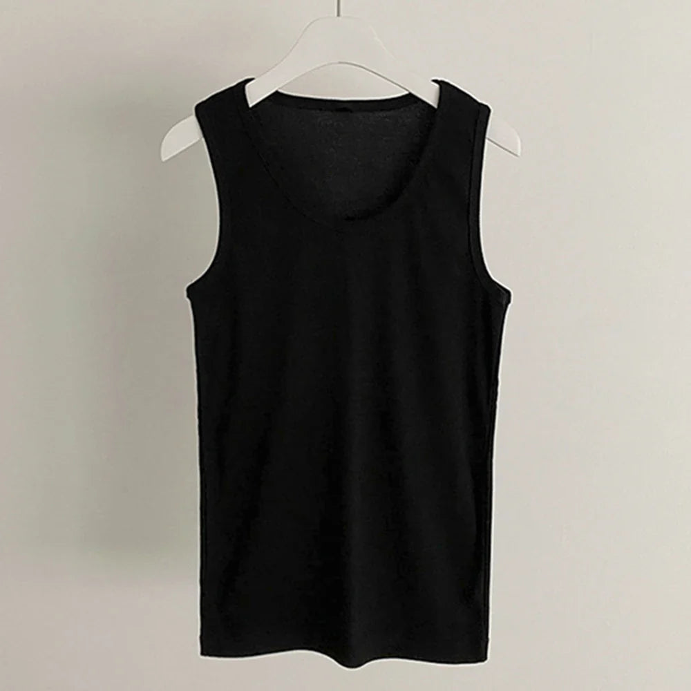 saferido American Sport Tank Top Tide Men's Summer Versatile Sleeveless T-shirt Fashion Solid Undershirts Fitness Cotton Bottoming Shirt