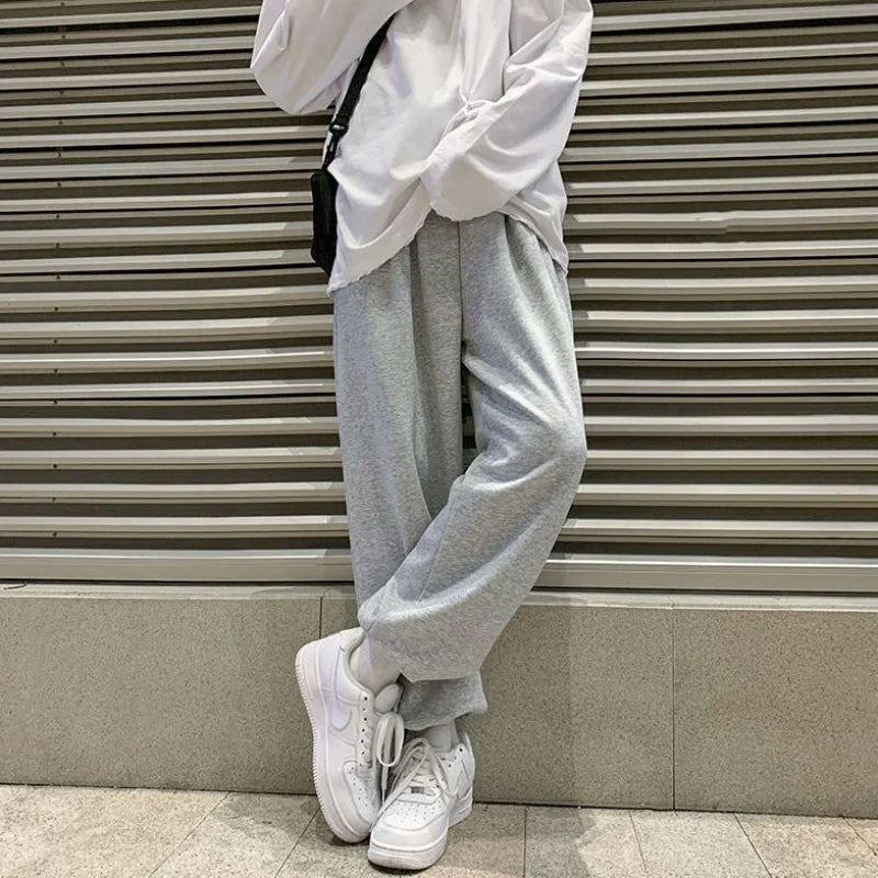 saferido American High Street Trend Fashion Street Wide Jeans Men's Drawstring Pocket Patchwork Folds Washed Casual Loose Straight Pants