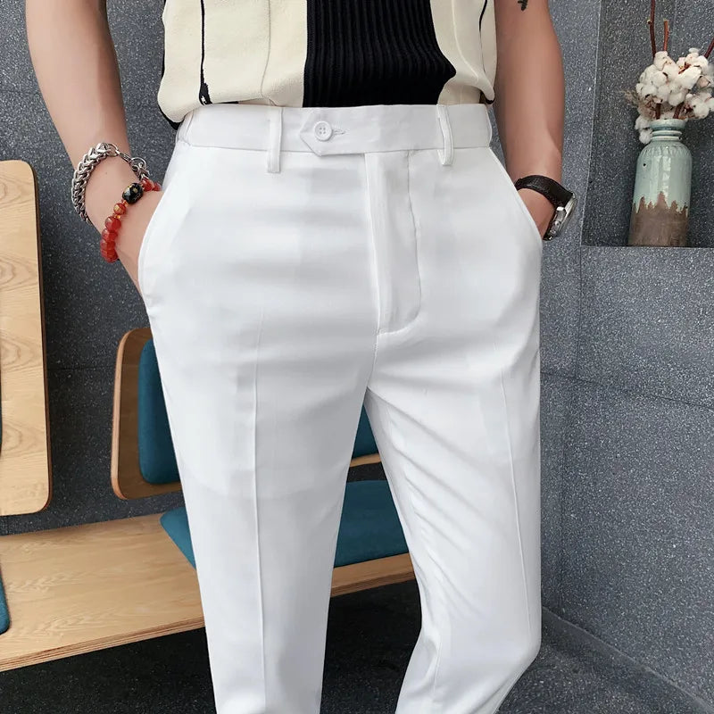 saferido Spring and Summer New Suit Pants Nine Minutes Pants Korean Slim Men's Business Casual Pants Men's Trousers Men Trousers 36
