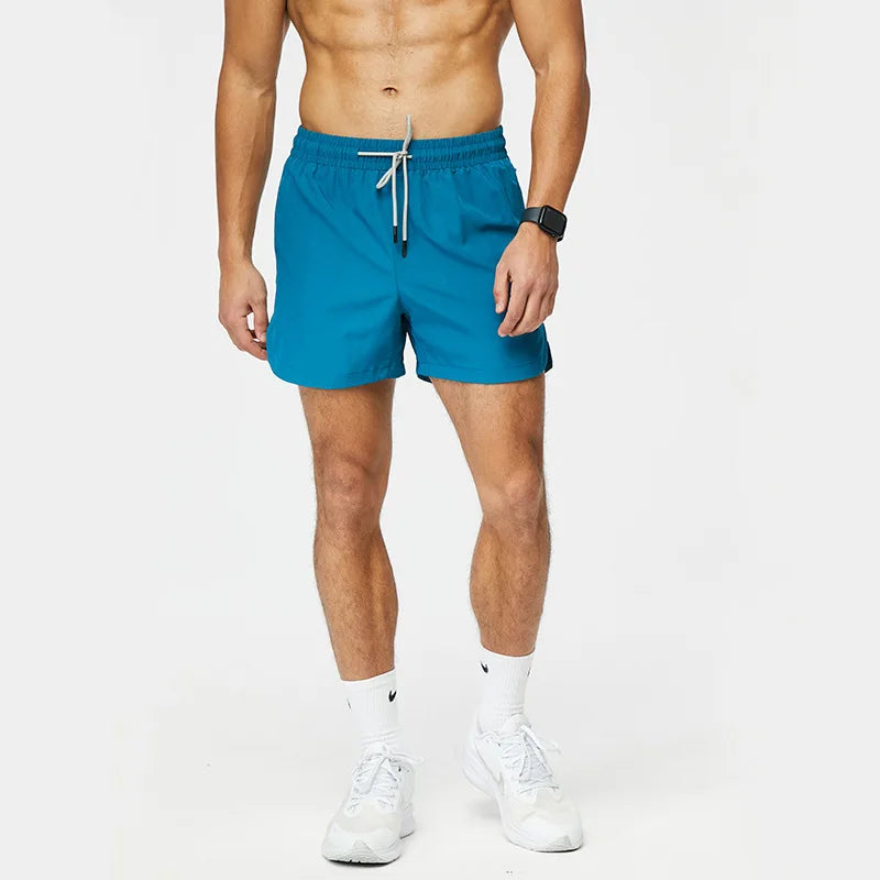 saferido American Style Ice Silk Men Sports Shorts Track and Field Basketball Shorts Solid Color Loose Quick Drying Woven Training Pants