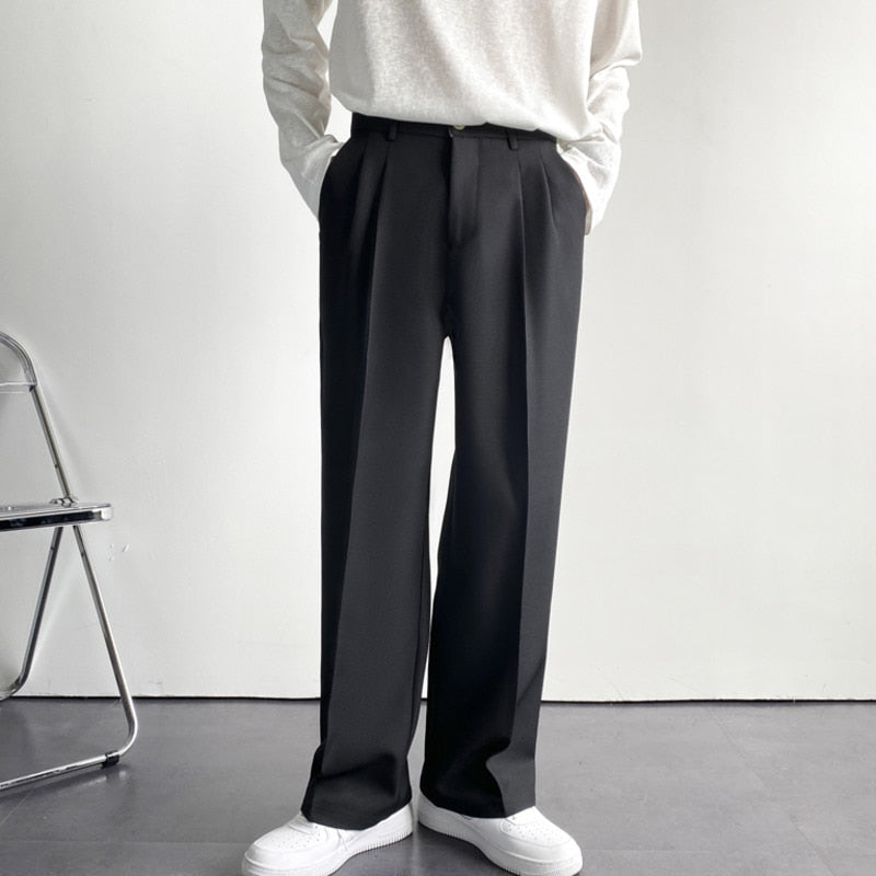White Solid Men's Wide Leg Suit Pants Casual Fashion Brand Male Trousers Baggy Korean Style Pants Clothing