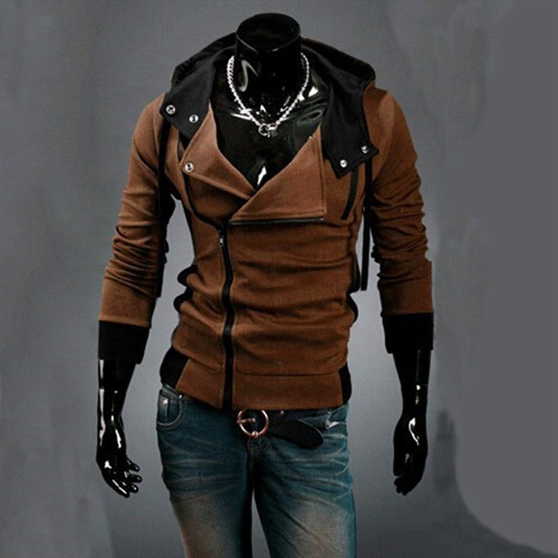 Casual Man Hoodie Sweatshirt Slim Male Zipper Streetwear Cardigan Hoodies Outerwear Black Sportswear Men Hooded Jacket