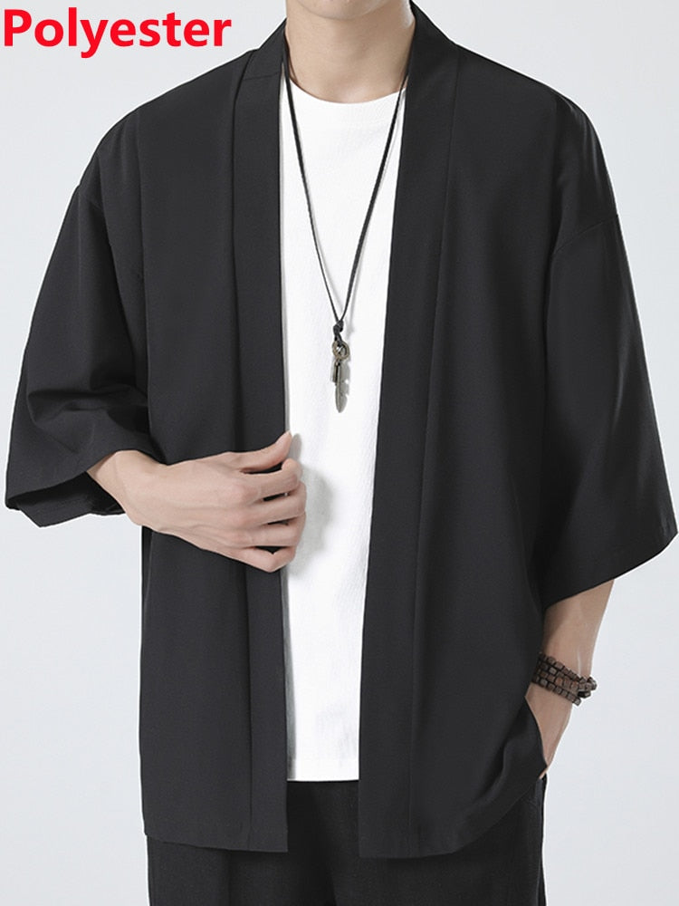 Kimono Japanese Costume Men Coat Harajuku Style Tops Japan Haori Cardigan Chinese Traditional Jacket Loose Shirt Yukata Coats