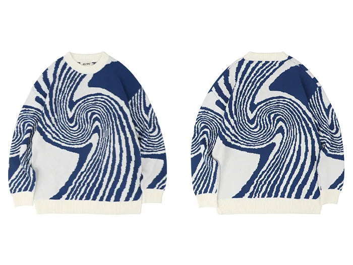 Autumn Winter Sweater Men Women Whirlpool Knit Sweater Harajuku Loose Casual Knitted Sweater Pullover Hip Hop Streetwear