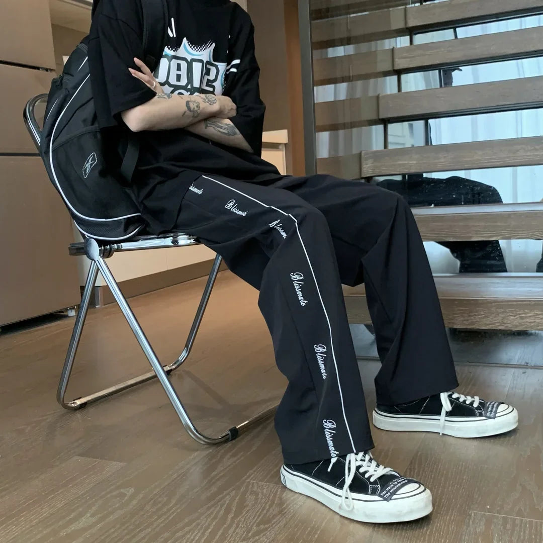 saferido Long Loose Male Trousers Cooling Baggy Men's Casual Pants Cool Ice Silk Fashion 2024 Low Price Stylish Sale Harajuku Cheap Y2k